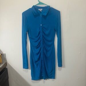 Rue21 Teal Long Sleeve Button-Up Dress size medium